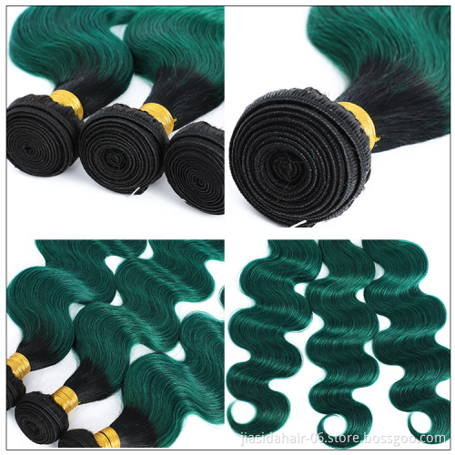 Best Quality Ombre Green 10A Brazilian cuticle aligned  100% Human Hair Wholesale Raw Virgin Body Wave Brazilian Hair Bundles